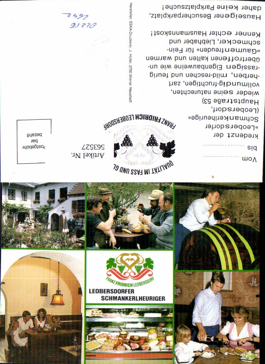 563527,Mehrbild Ak Leobersdorf Schmankerlheuriger Fridrich Wein
