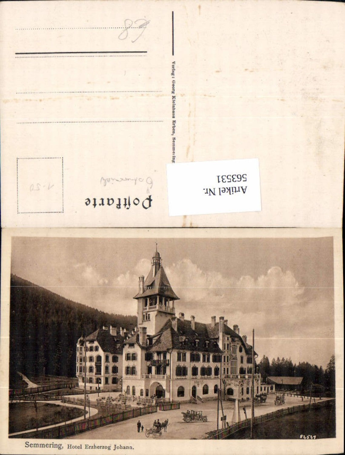 563531,Semmering Hotel Erzherzog Johann Kutsche Automobil