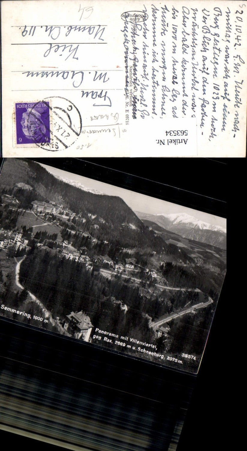 563534, Photo Ak Semmering Panorama with villa district opposite Rax and Schneeberg