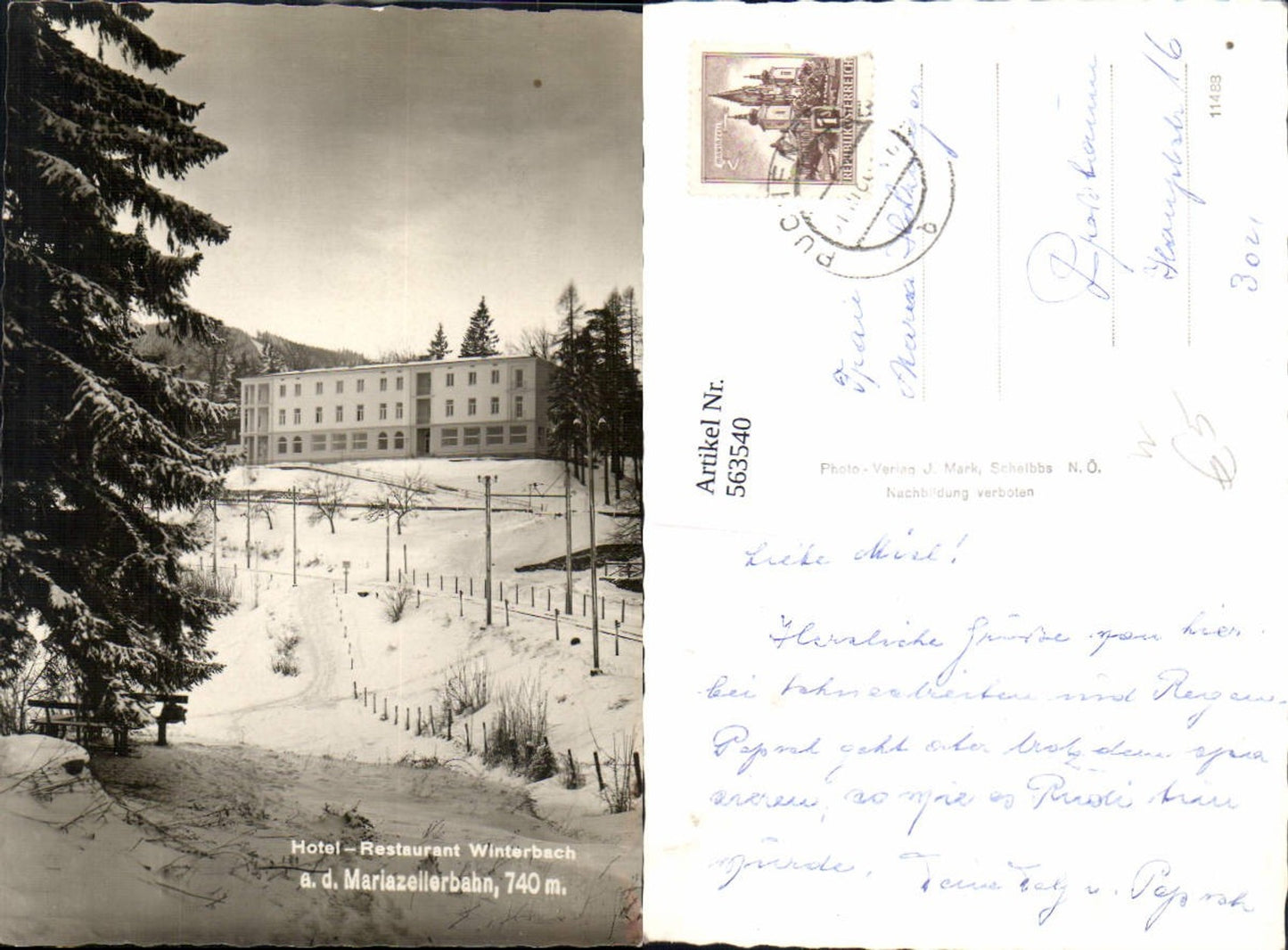 563540,Foto Ak St. Anton an der Jeßnitz Hotel Winterbach Mariazellerbahn Restaurant Winteransicht