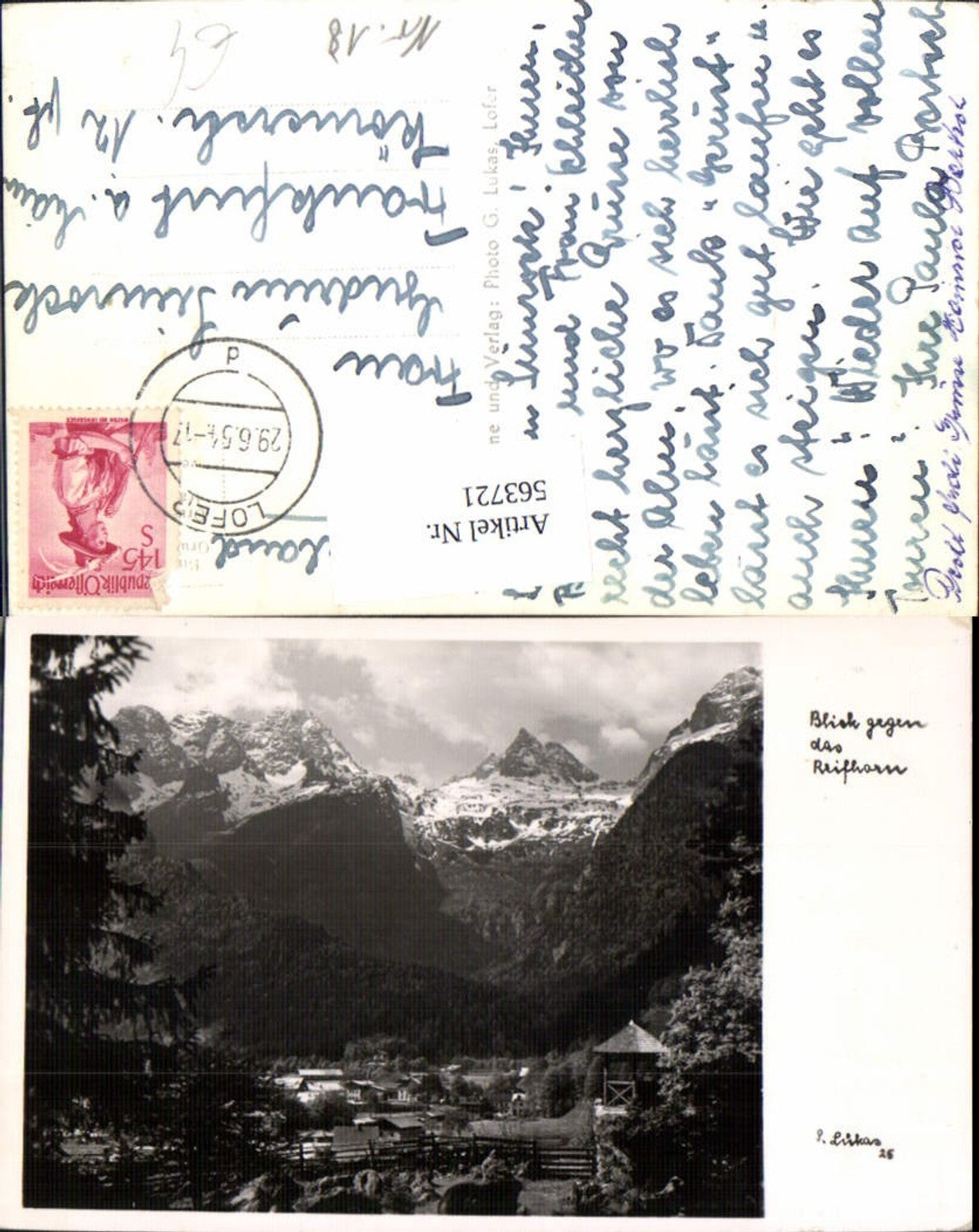563721,Foto Ak Blick geg. d. Reifhorn b. Lofer