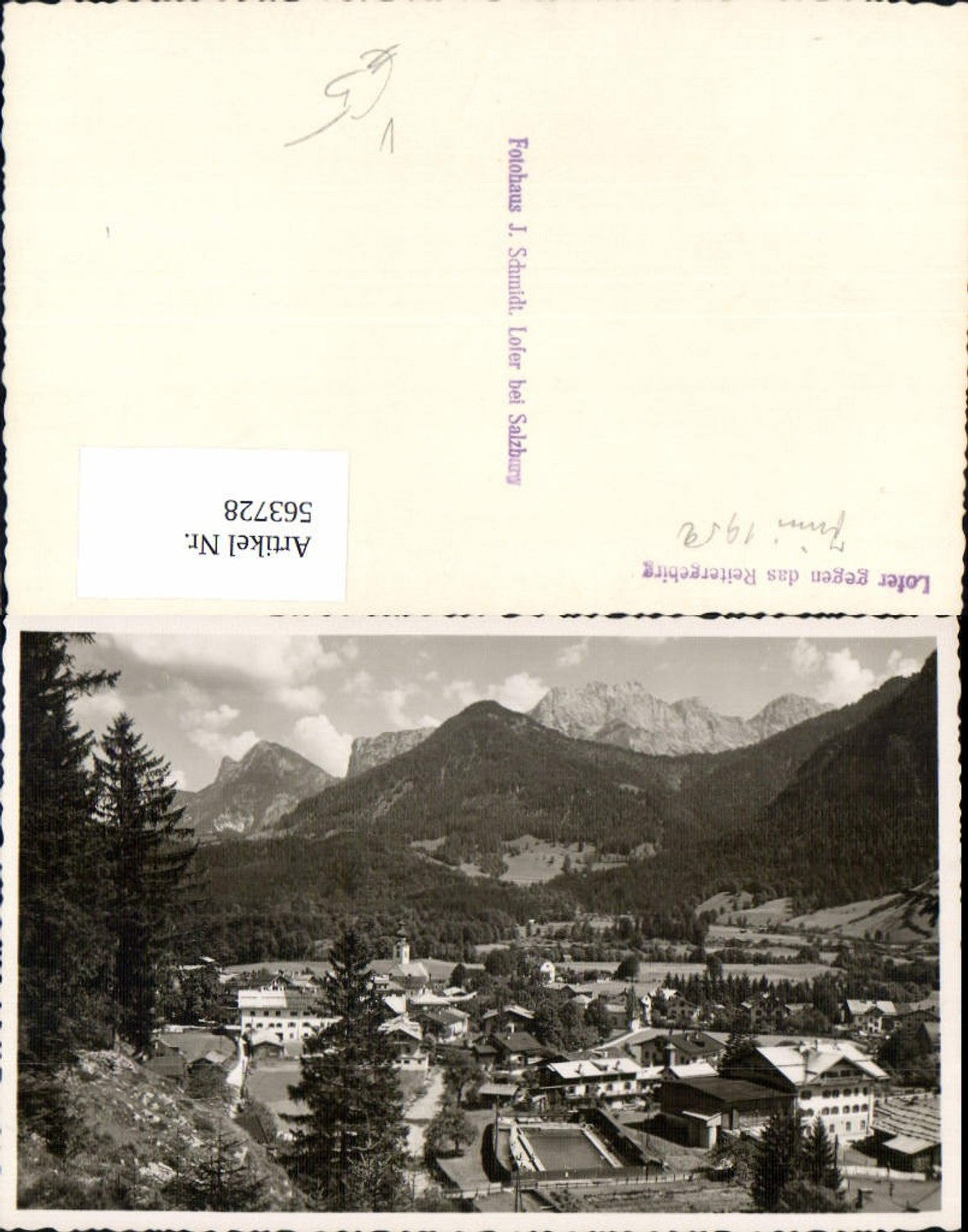 563728,Foto Ak Lofer geg. d. Reitergebirge pub J. Schmidt