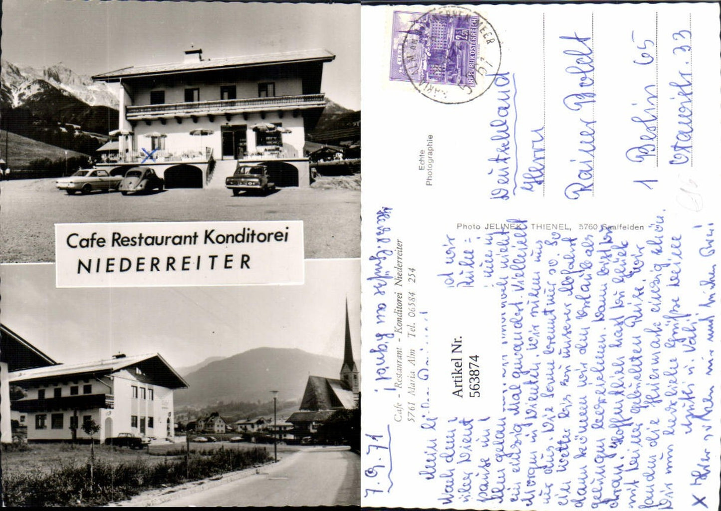 563874,Mehrbild Ak Maria Alm am Steinernen Meer Cafe Restaurant Niederreiter VW Käfer Auto