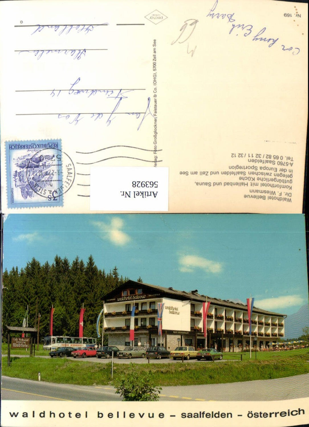563928,Saalfelden am Steinernen Meer Waldhotel Bellevue Bus Reisebus Auto VW Gold BMW