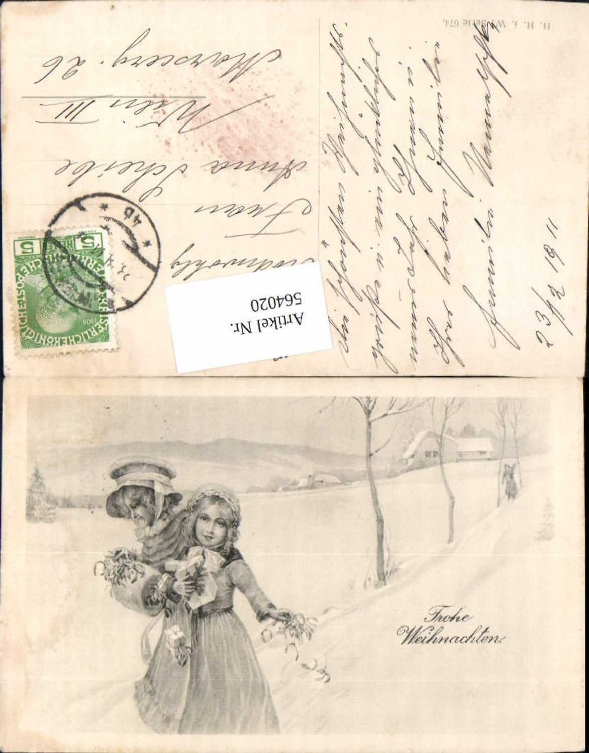 564020,tolle Künstler AK Jugendstil Weihnachten Frauen Muff pub H. H. i. W. Serie 674
