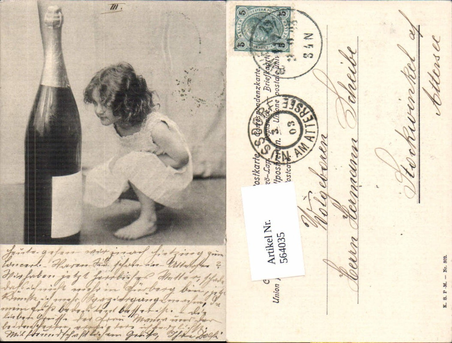 564035,tolle Künstler AK Jugendstil Kind Sekt Sektflasche Neujahr