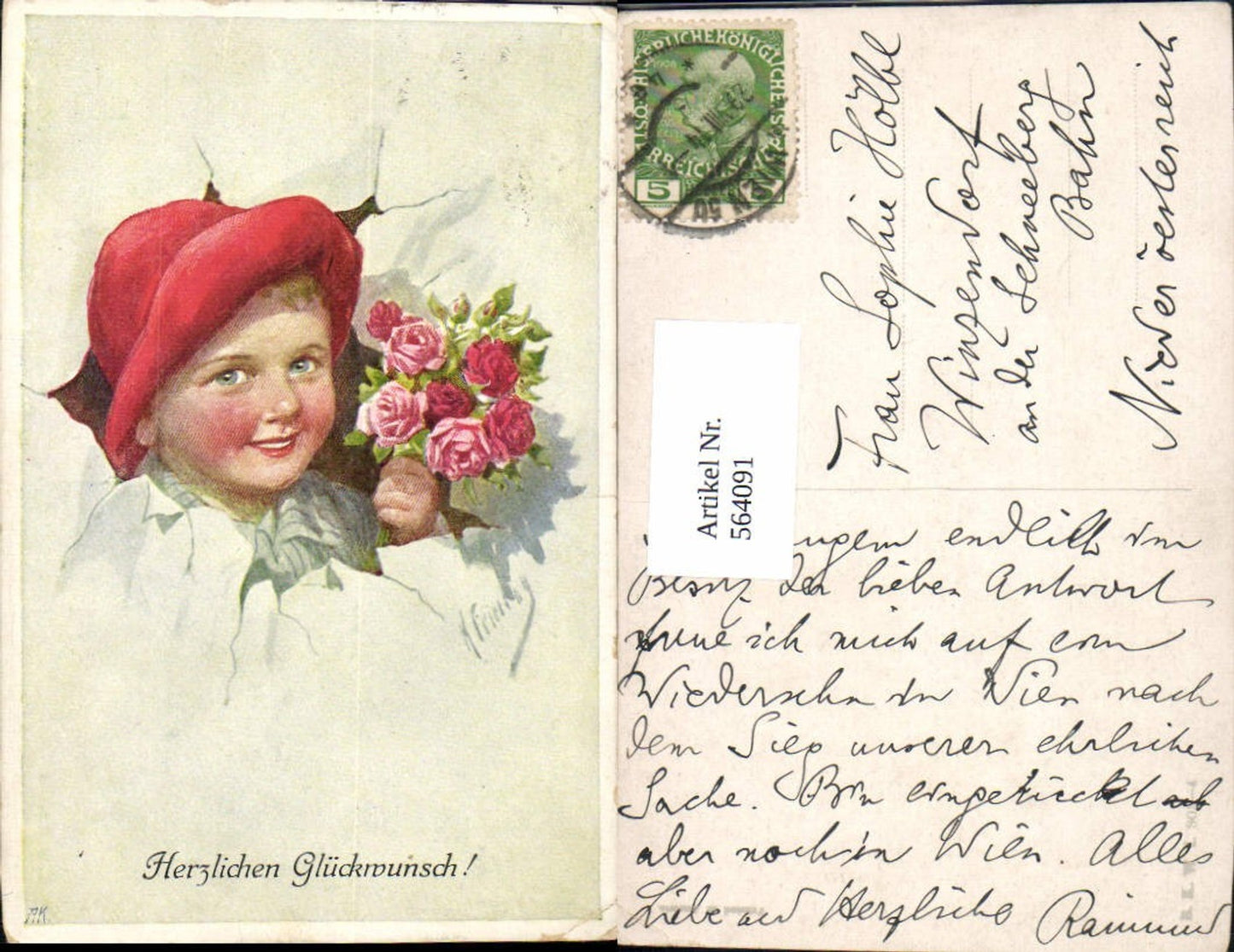 564091,tolle Künstler AK Karl Feiertag Junge Rosen pub B.K.W.I. 803-4
