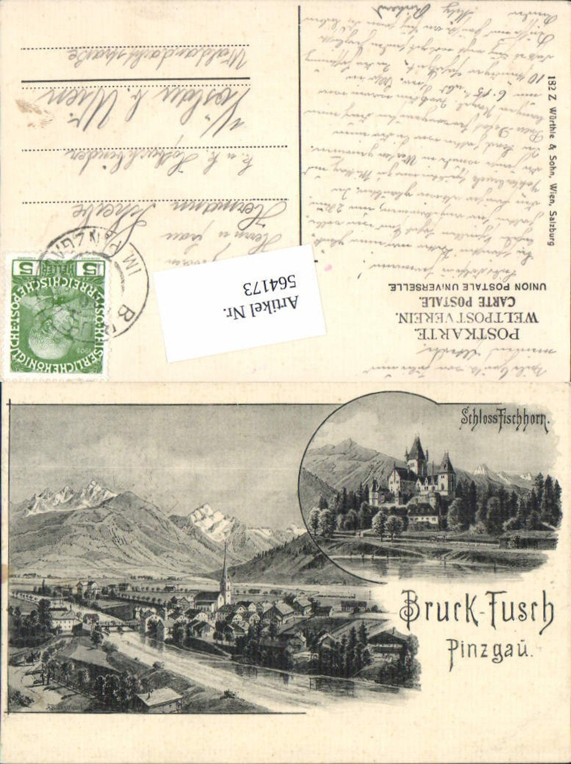 564173,Künstler AK A. Baumgartner Bruck Fusch an der Glocknerstraße im Pinzgau Schloss Fischhorn