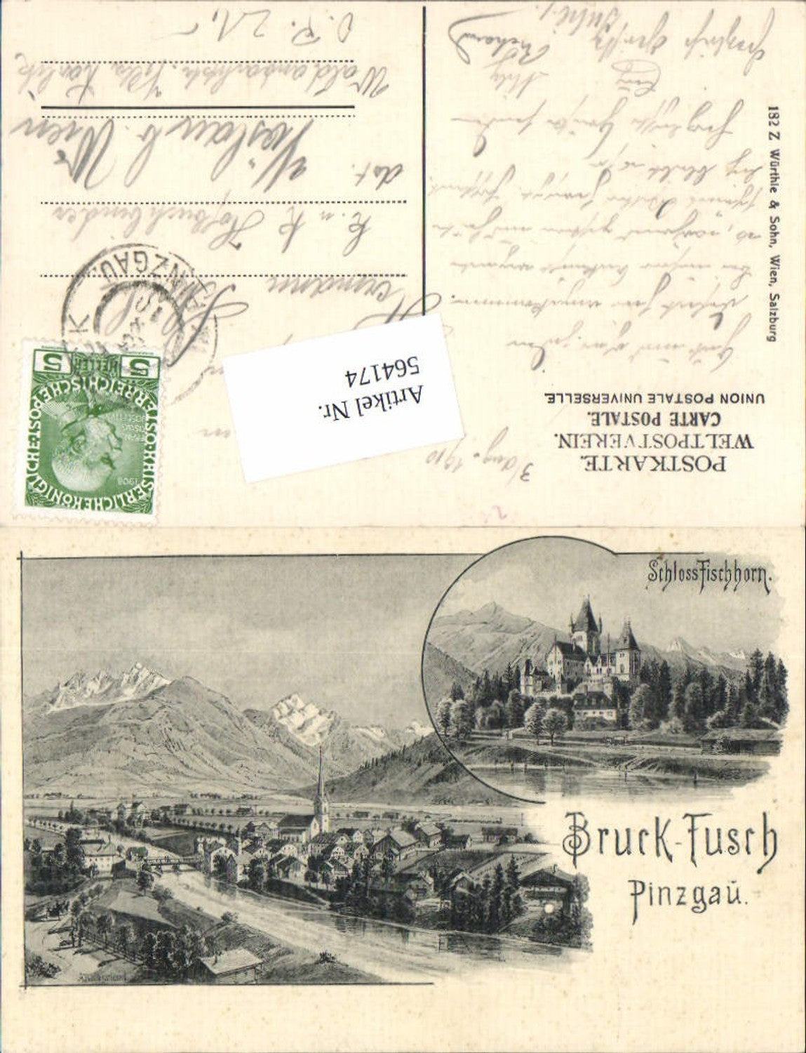 564174,Künstler AK A. Baumgartner Bruck Fusch an der Glocknerstraße im Pinzgau Schloss Fischhorn