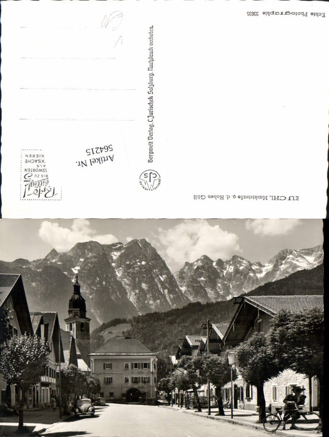 564215,Foto Ak Kuchl Marktstraße g. d. Hohen Göll pub C. Jurischek 33635