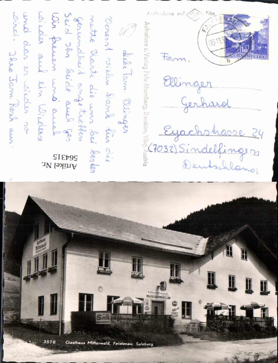 564315, Photo Ak Faistenau Gasthaus Mitterwald