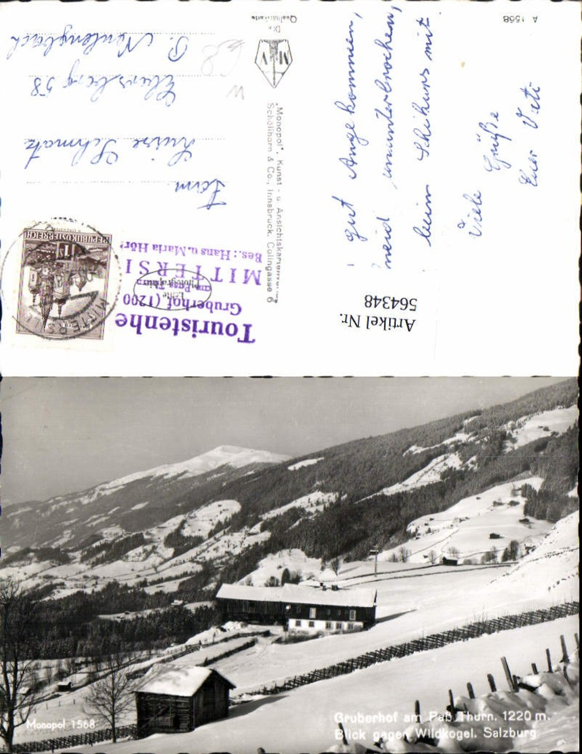 564348,Foto Ak Mittersill Gruberhof am Paß Thurn Blick geg. Wildkogel