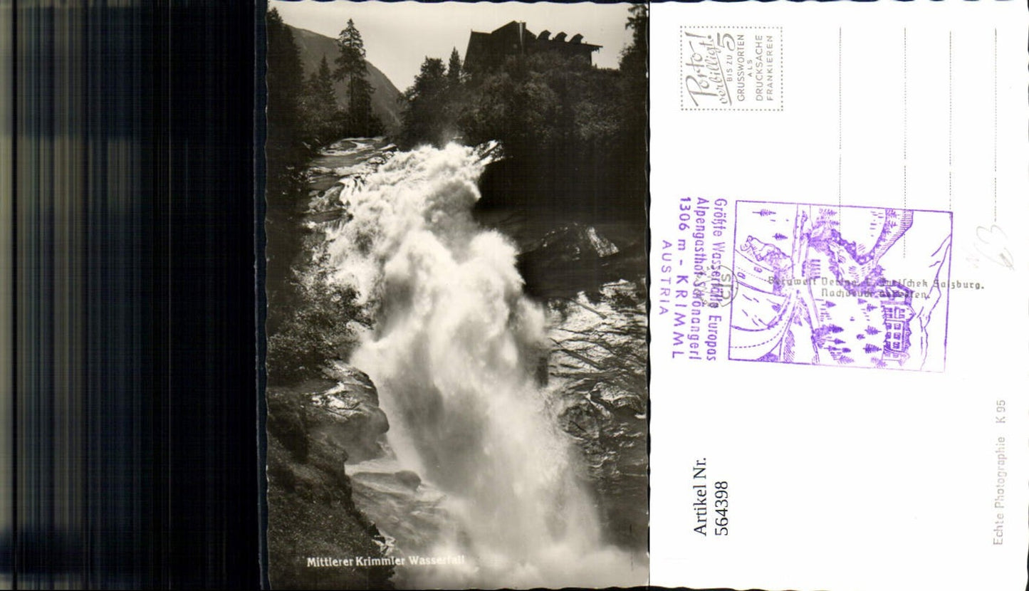 564398,Foto Ak Krimml Mittlerer Wasserfall