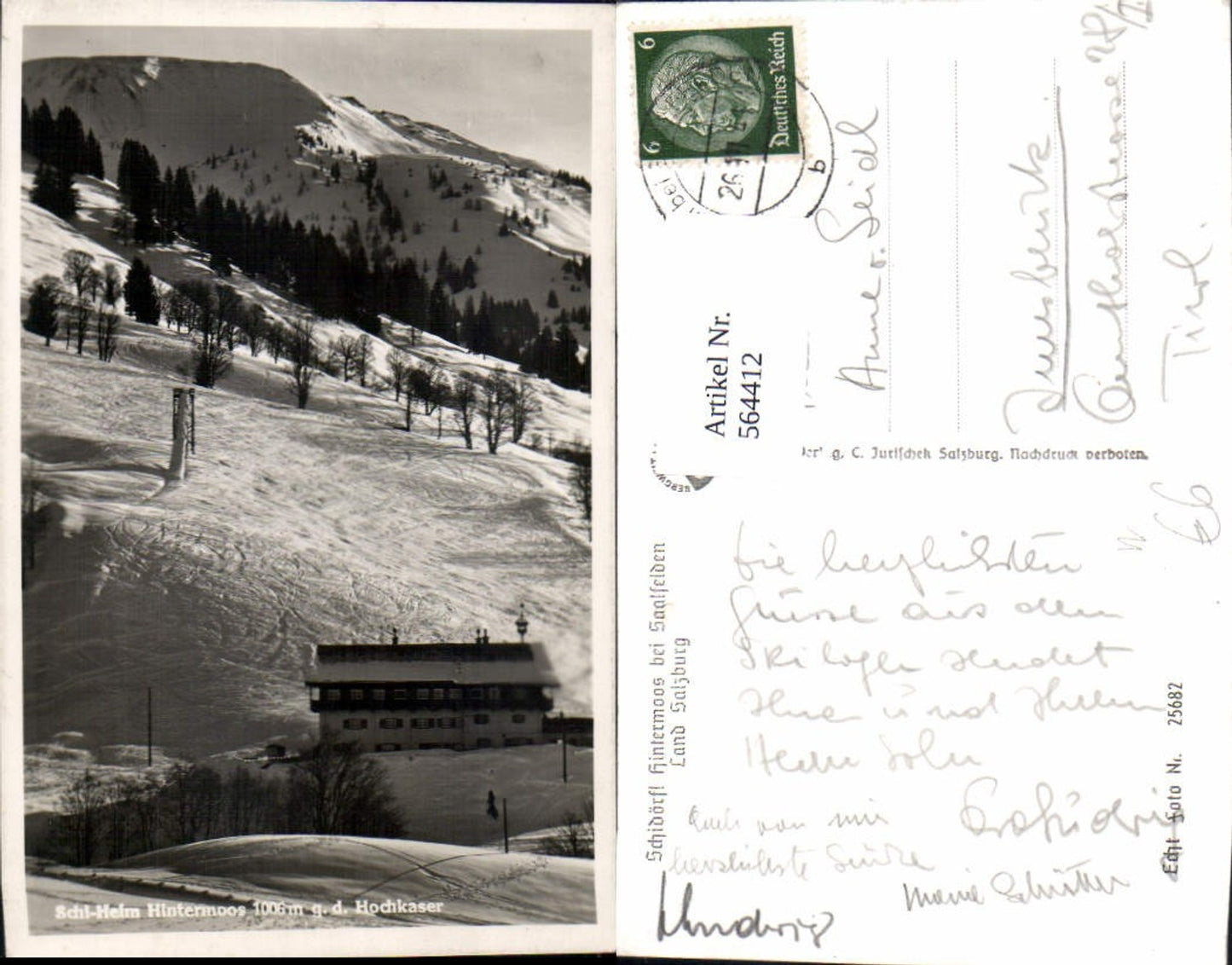 564412,Foto Ak Schi-Heim Hintermoos g. d. Hochkaser Winteransicht Maria Alm am Steinernen Meer