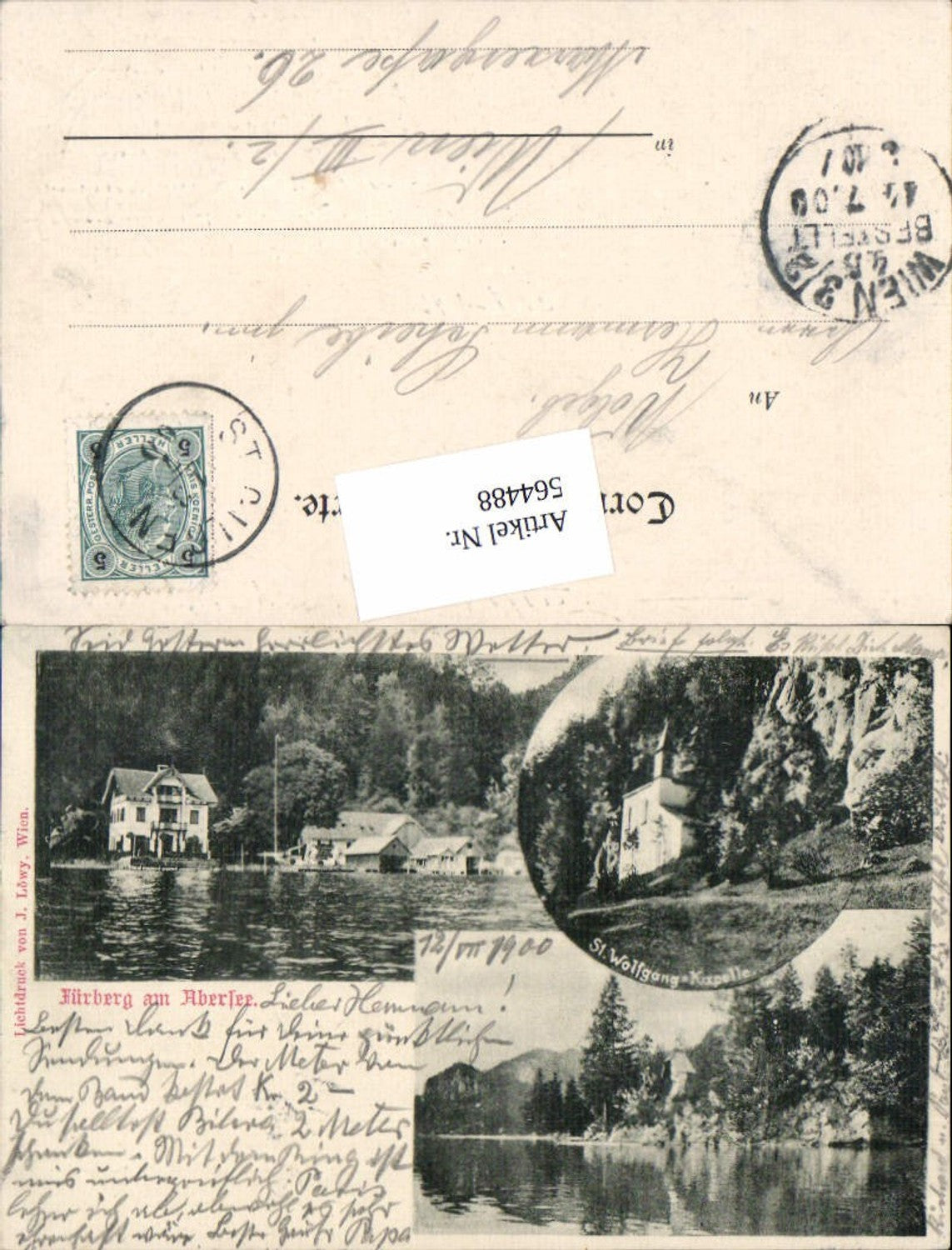 564488, great AK St. Gilgen am Abersee Fürberg St. Wolfgang Chapel