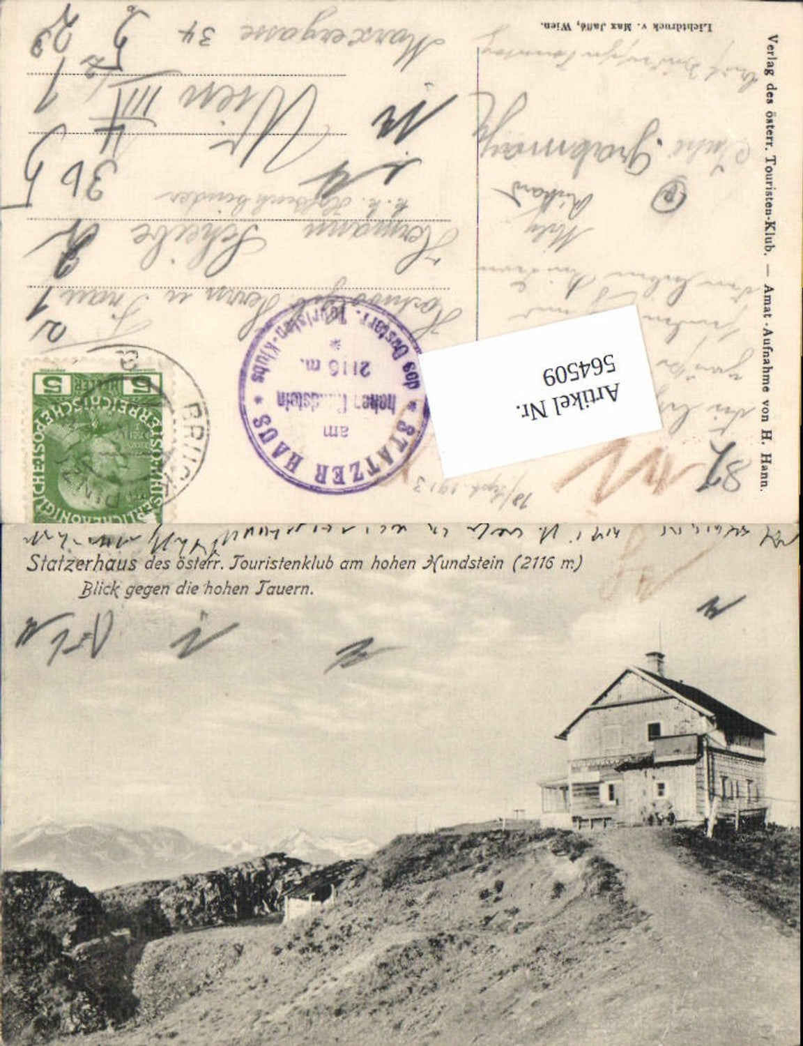 564509,Alm Saalfelden 1911 Statzerhaus am Hundstein