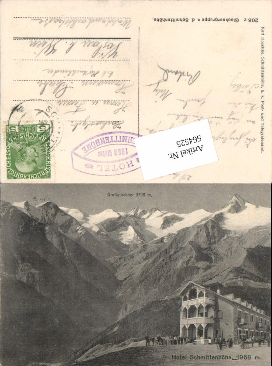 564525,Zell am See Schmittenhöhe Hotel m. Glocknergruppe 1908