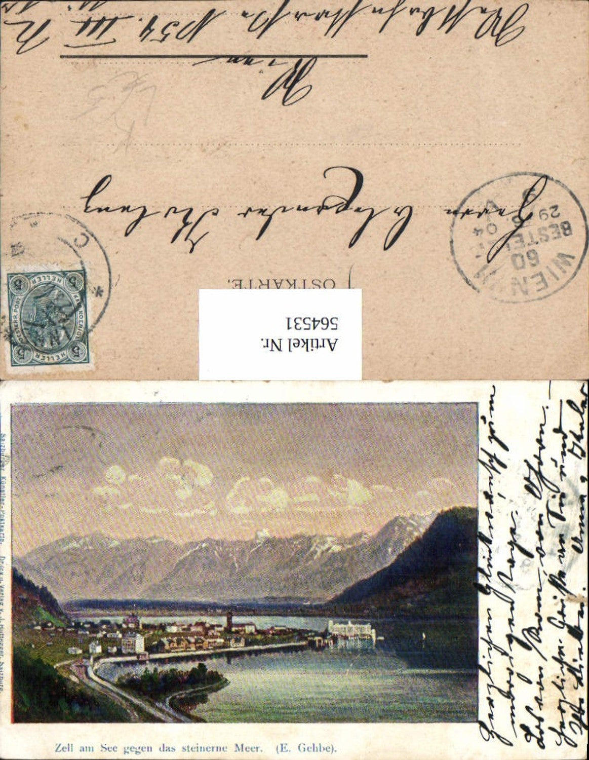 564531,Lithographie E. Gehbe Salzburger Künstler Postkarte Zell am See