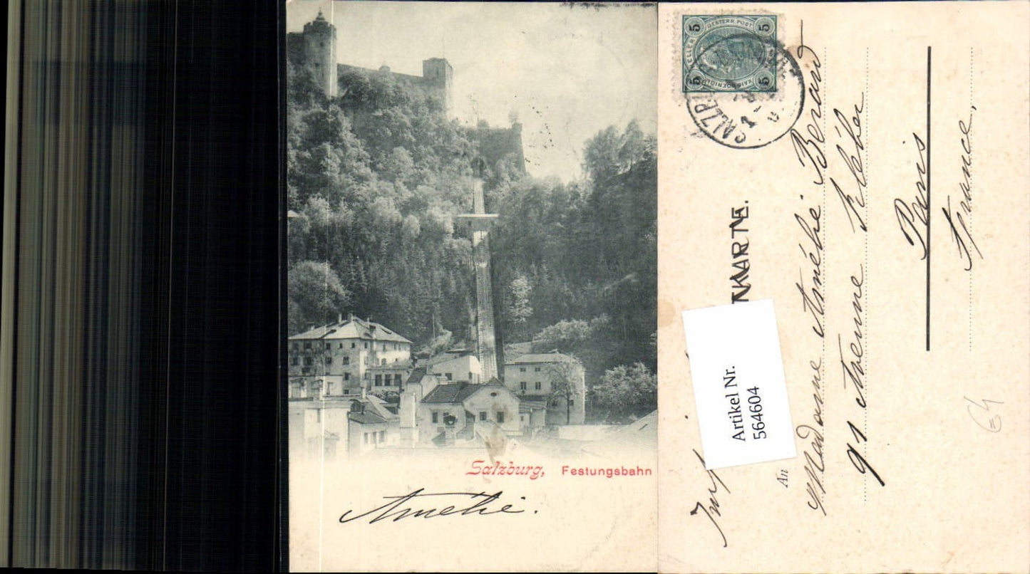564604, great AK Salzburg City Fortress Railway 1900