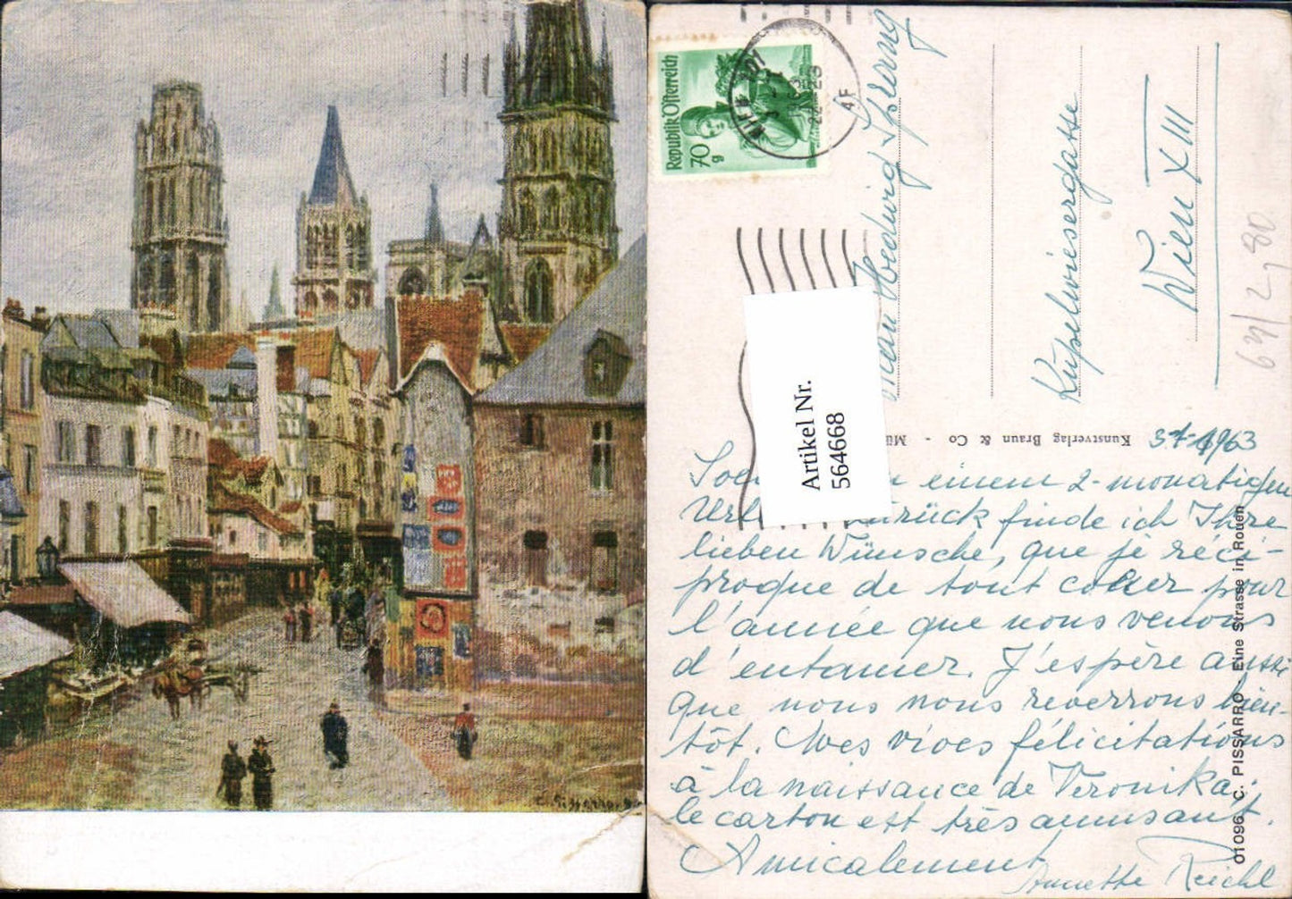 564668,Künstler AK C. Pissarro Rouen Straße