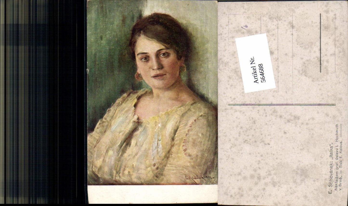 564688,Künstler AK E. Schovanek Frau Ohrringe Schmuck