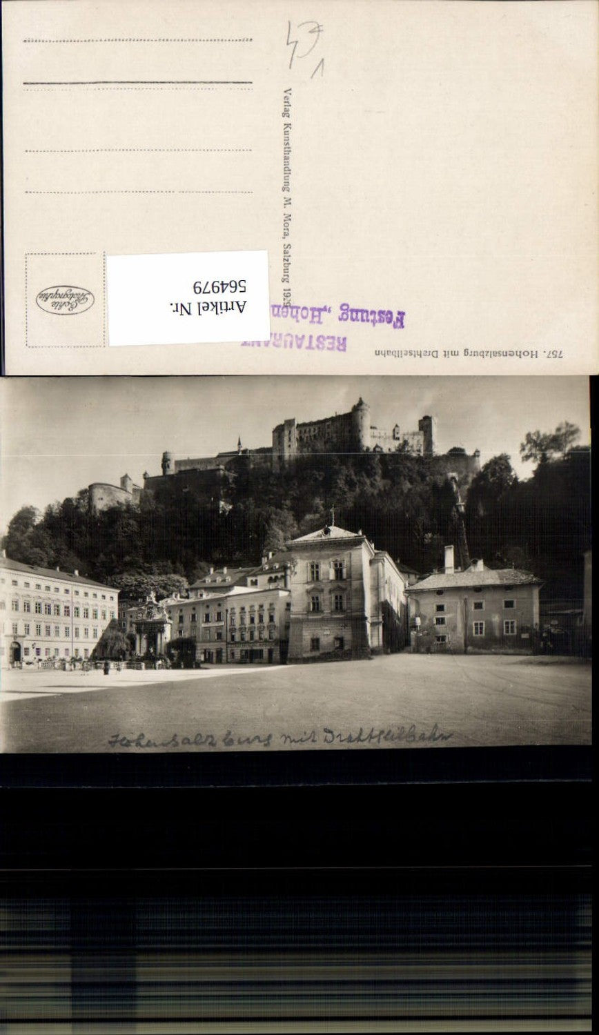 564979, Photo Ak Salzburg Hohensalzburg with cable car pub M. Mora