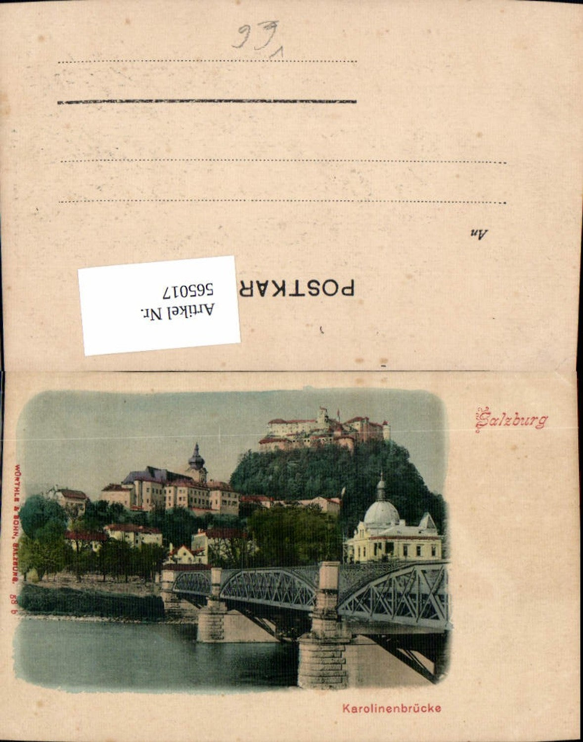 565017, Salzburg Karolinenbrücke Bridge pub Würthle & Son 58b