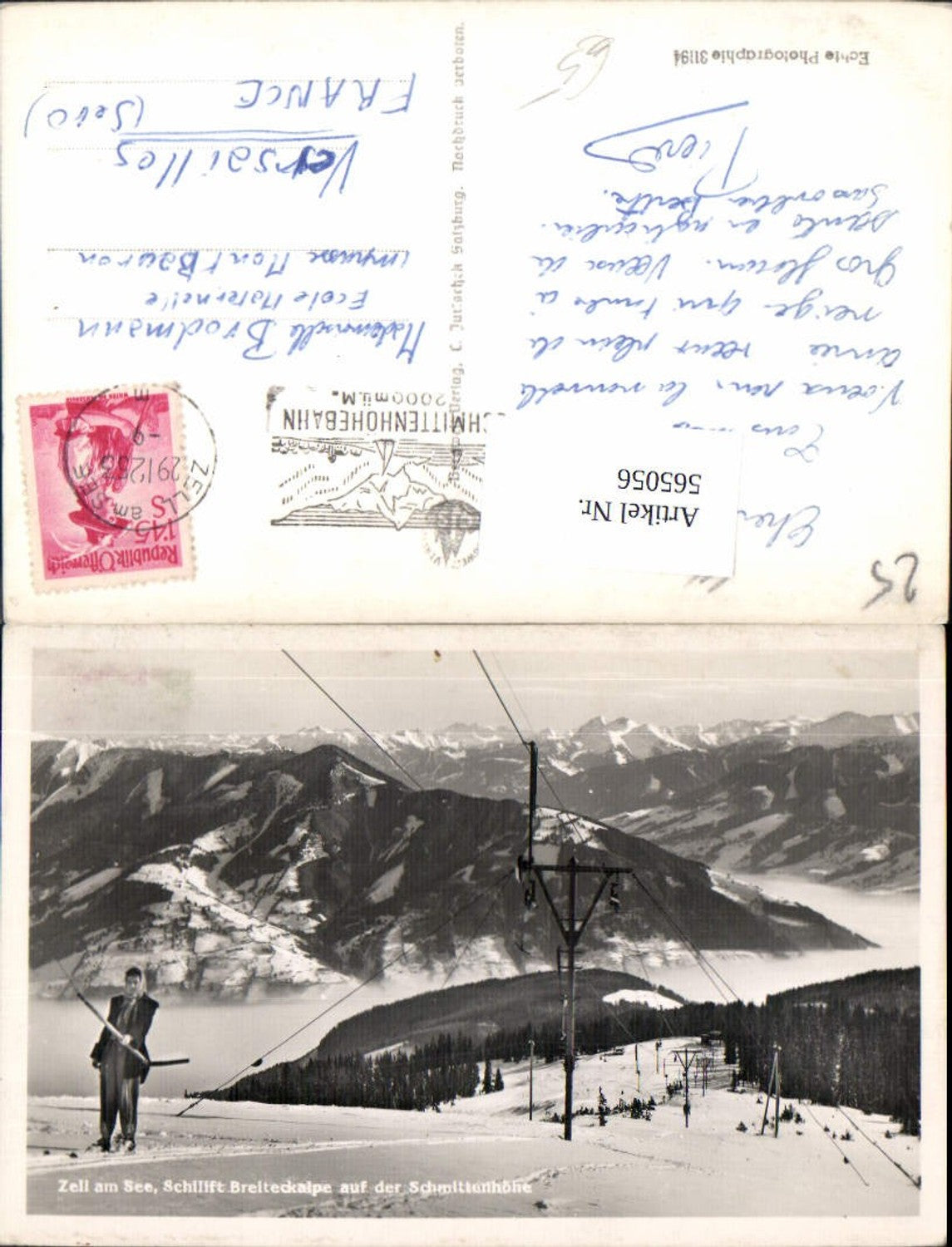 565056,Foto Ak Zell am See Schilift Breiteckalpe a. d. Schmittenhöhe Schlepplift