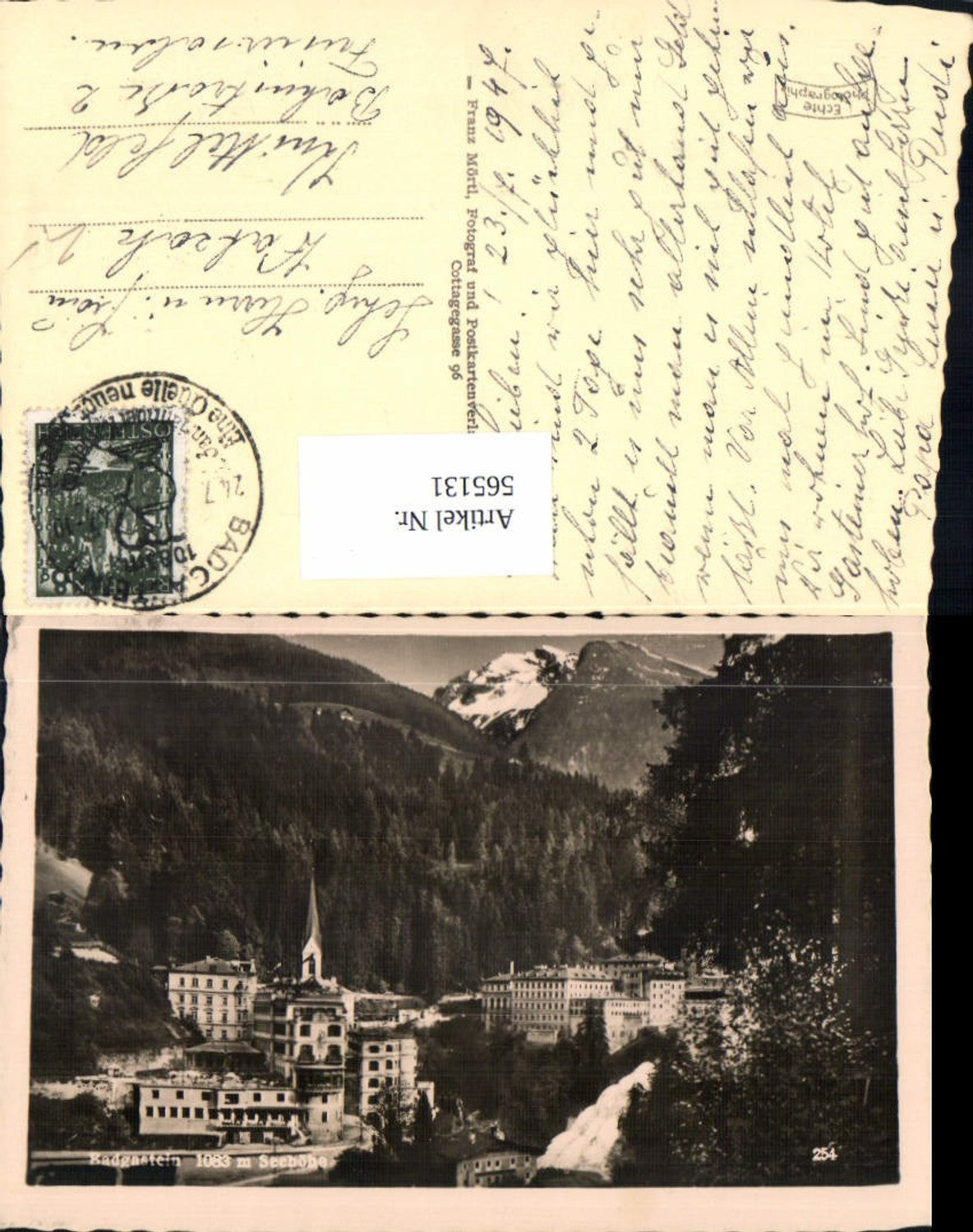 565131,Foto Ak Bad Gastein Ansicht m. Wasserfall