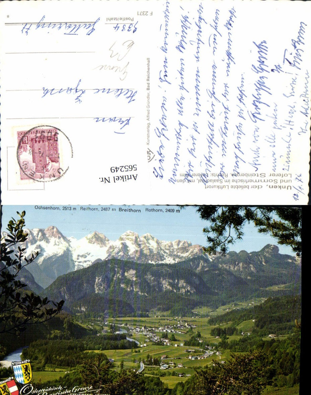 565249,Steinpass Unken Grenze Gipfelkarte