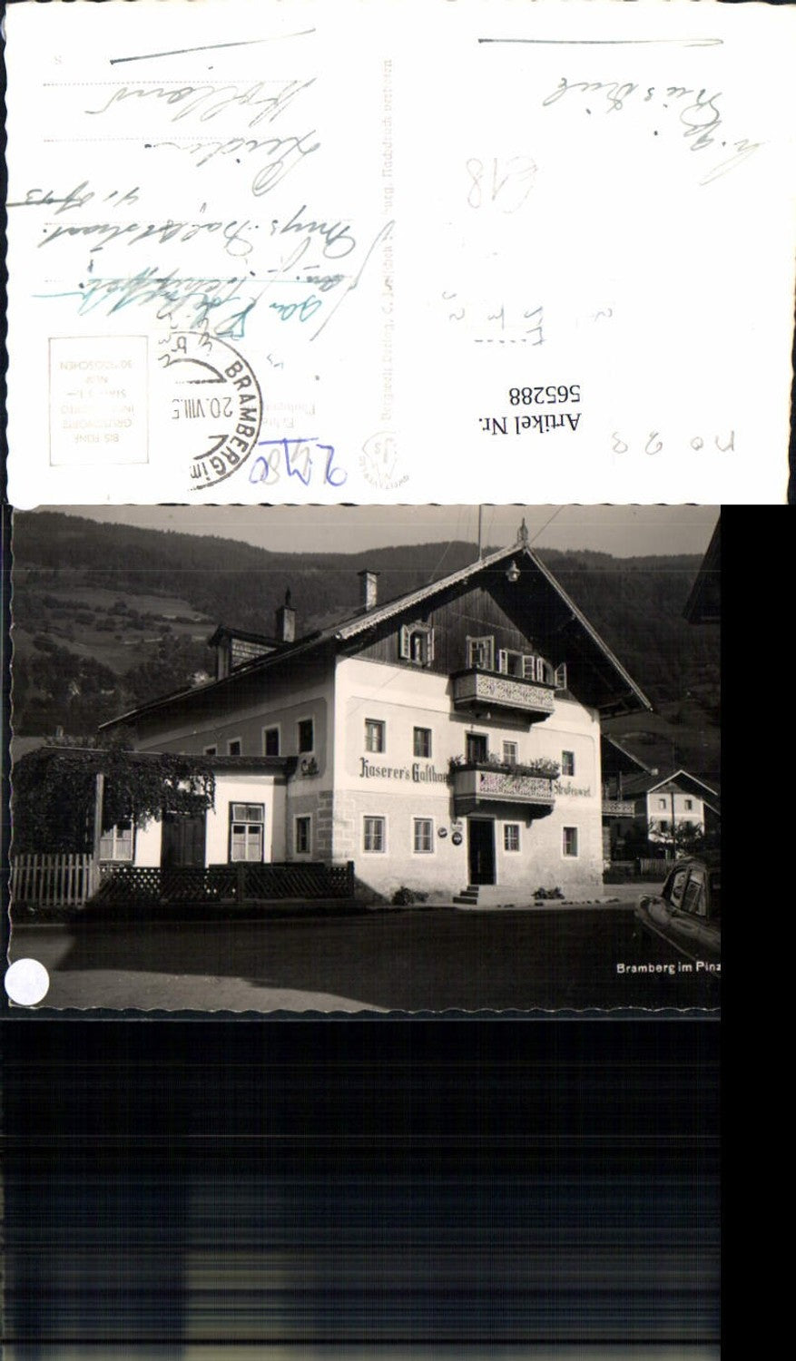 565288,Foto Ak Bramberg Bramberg am Wildkogel Pinzgau Kaserers Gasthaus Straßenwirt Auto