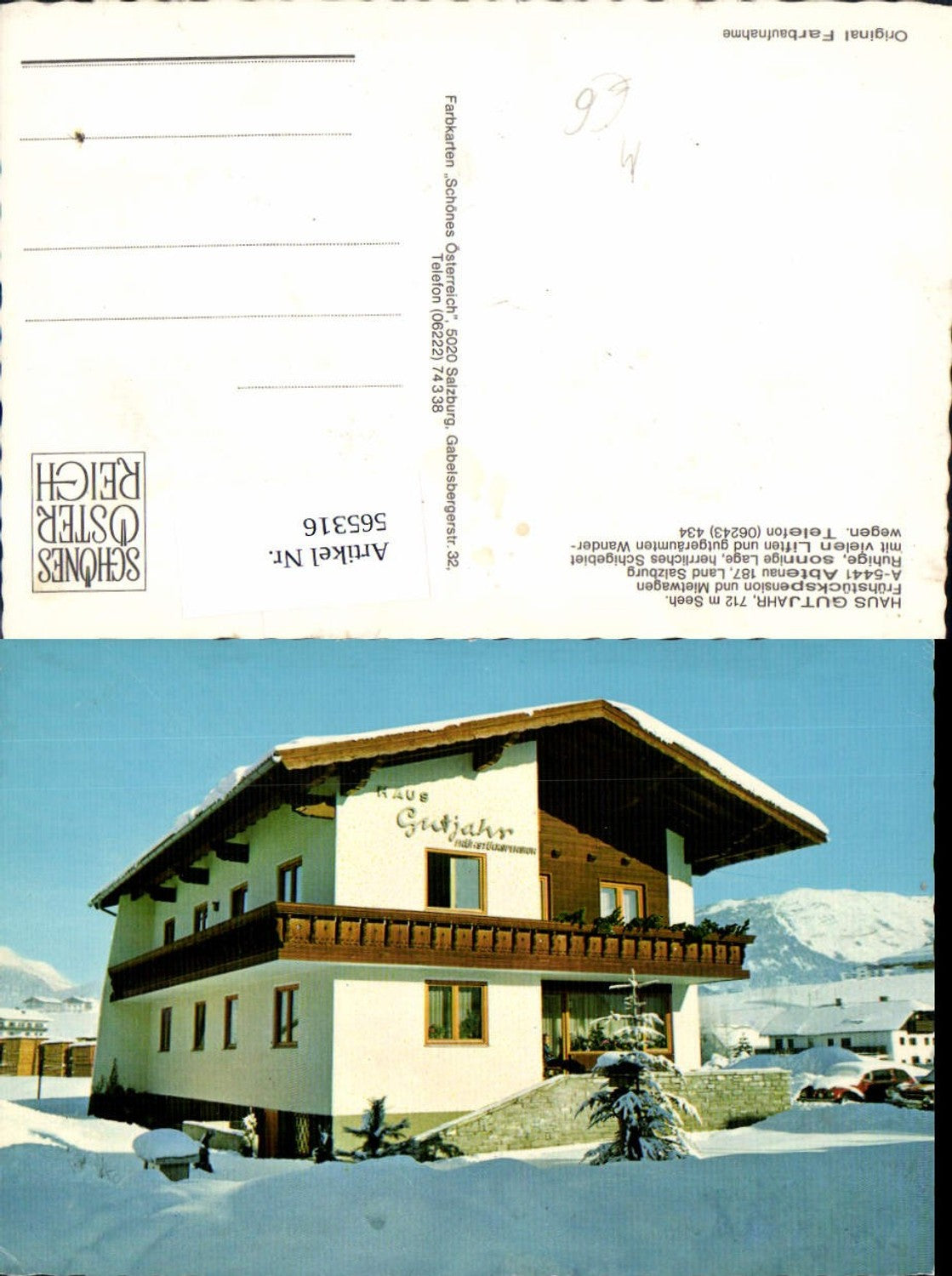 565316,Abtenau Haus Gutjahr Winteransicht Auto VW Käfer