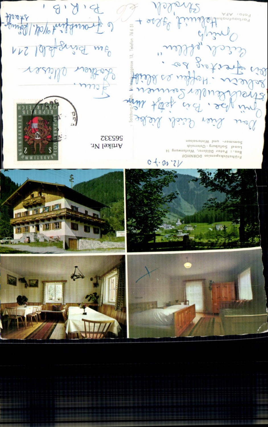 565332,Mehrbild Ak Werfenweng Frühstückspension Dornhof Zimmer Gaststube