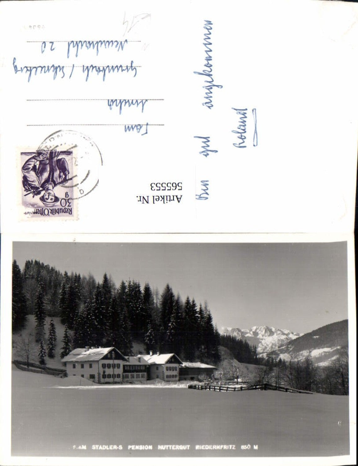 565553,Foto Ak Niedernfritz Hüttau Pension Huttergut Stadler Winteransicht
