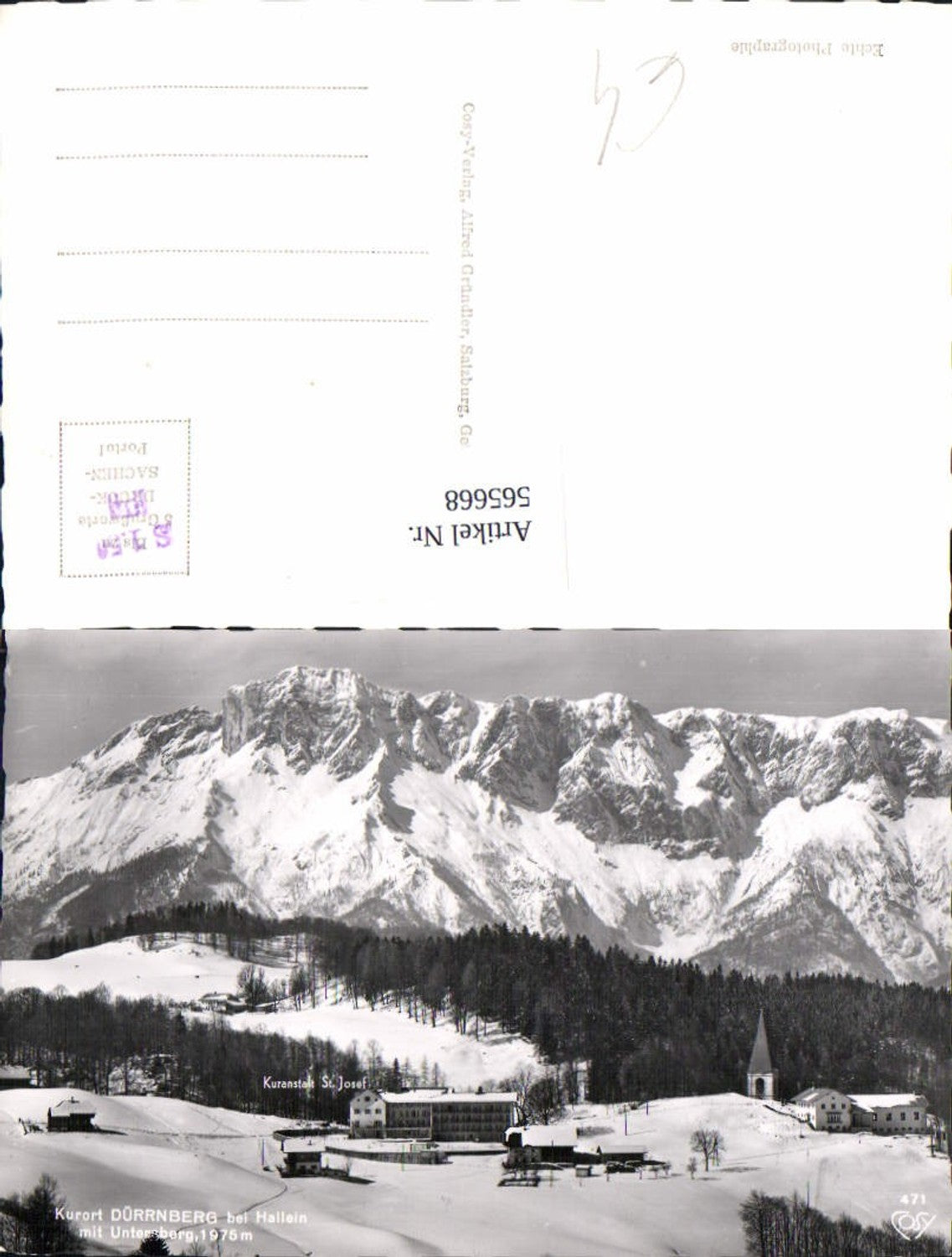 565668,Foto Ak Dürrnberg b. Hallein m. Untersberg Winteransicht pub Cosy 471