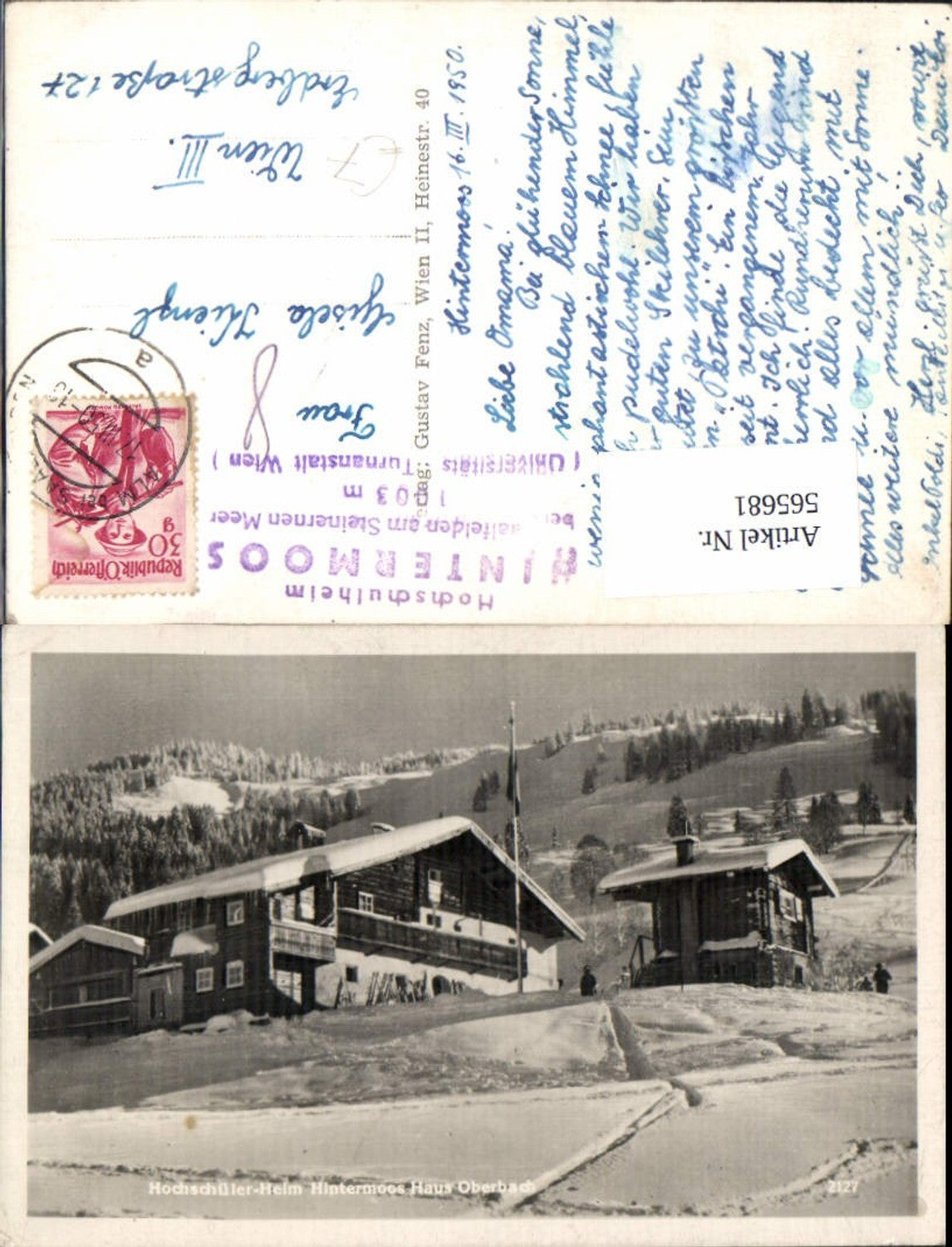 565681,Foto Ak Hochschüler-Heim Hintermoos Haus Oberbach Winteransicht Maria Alm am Steinernen Meer