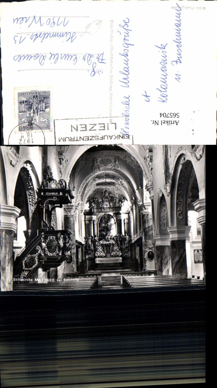 565704,Photo Ak Mattsee b. Salzburg collegiate church interior view altar