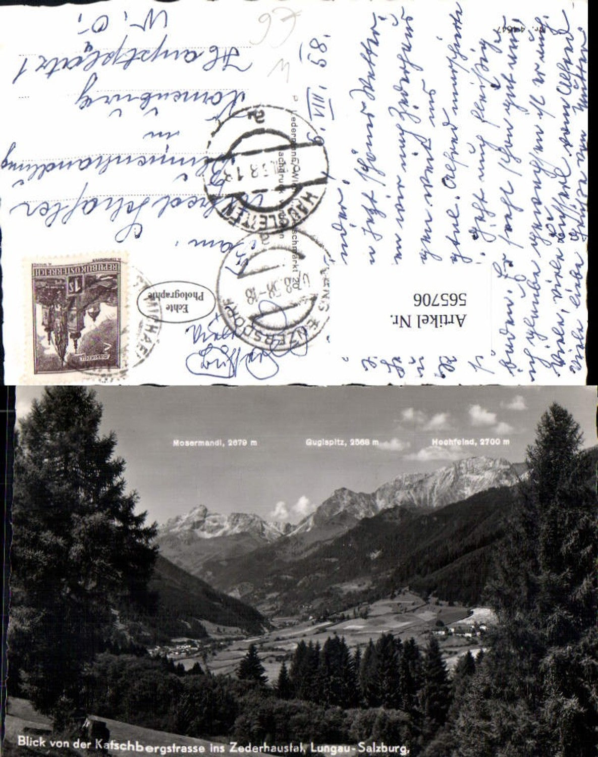 565706,Foto Ak Blick v. d. Katschbergstrasse ins Zederhaustal Lungau Sankt Michael im Lungau