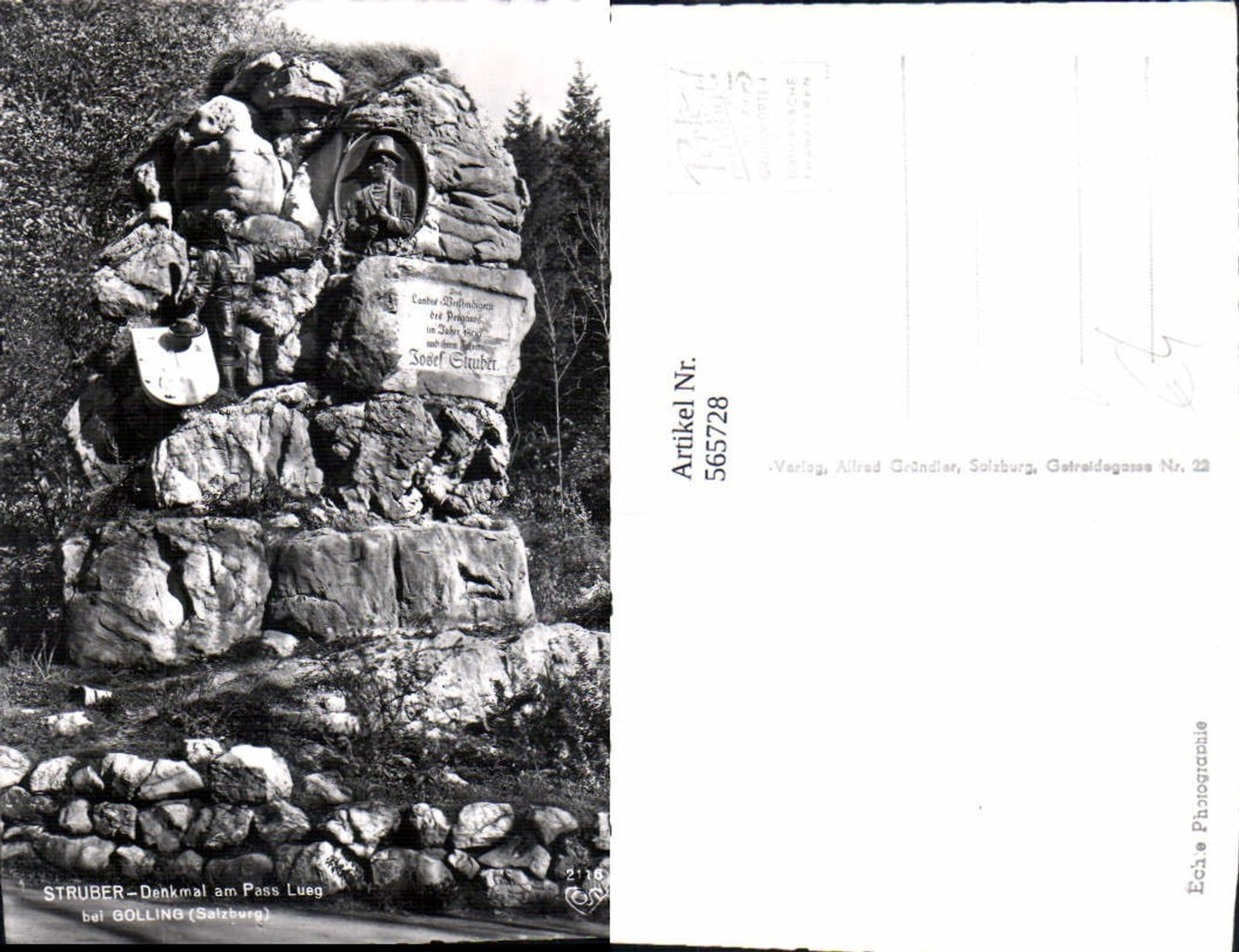 565728,Foto Ak Struber Denkmal Pass Lueg g. Golling an der Salzach pub Cosy 2116