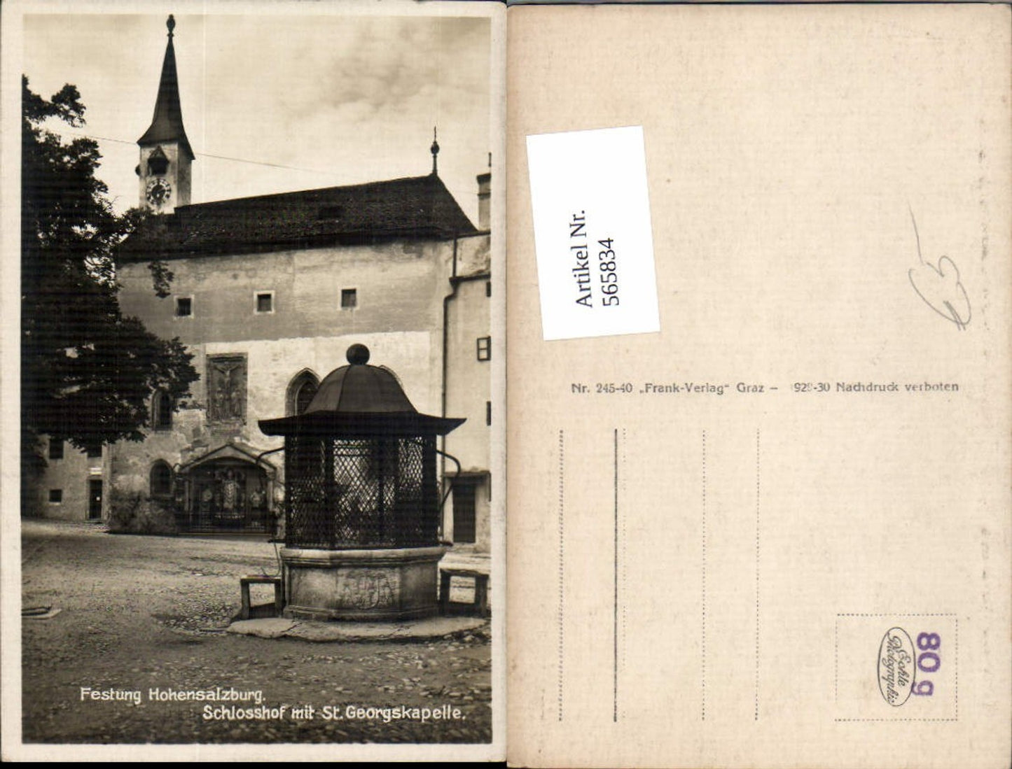565834, Photo Ak Salzburg Hohensalzburg Fortress Courtyard with St. George's Chapel