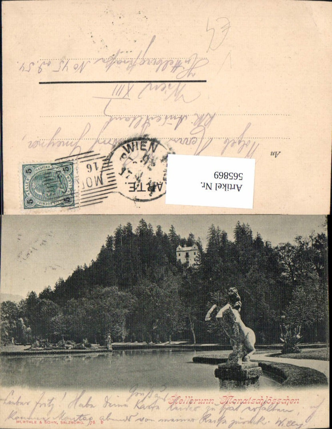 565869, Salzburg Monatsschlösschen Schloss Hellbrunn Brunnen pub Würthle u. Sohn 76b