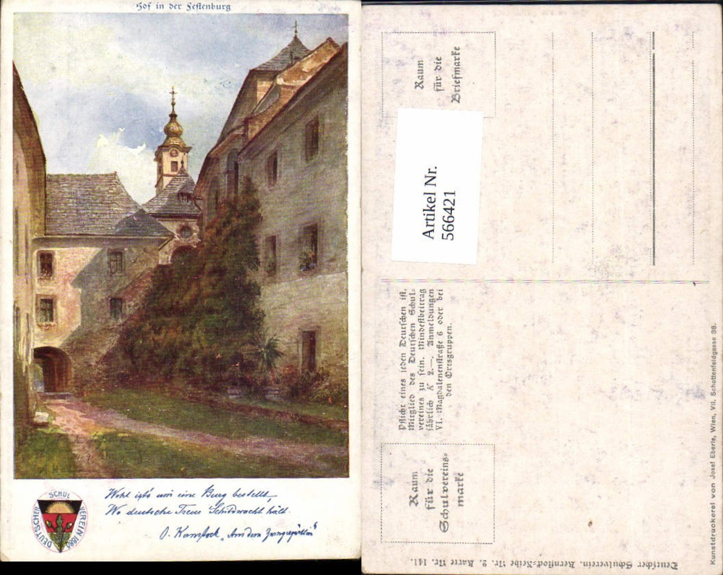 566421,Deutscher Schulverein 141 Kernstock Serie Festenburg