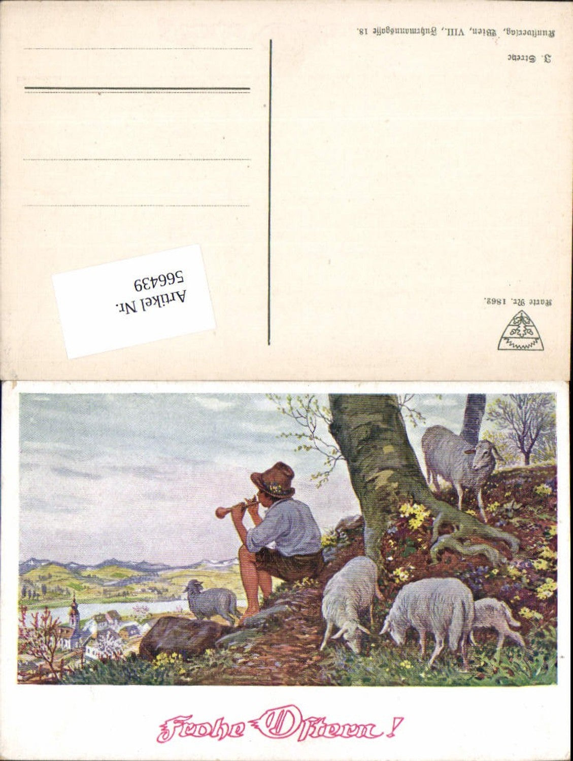 566439,Künstler AK J. Streyc Ostern Hirte Flöte pub Deutscher Schulverein 1862