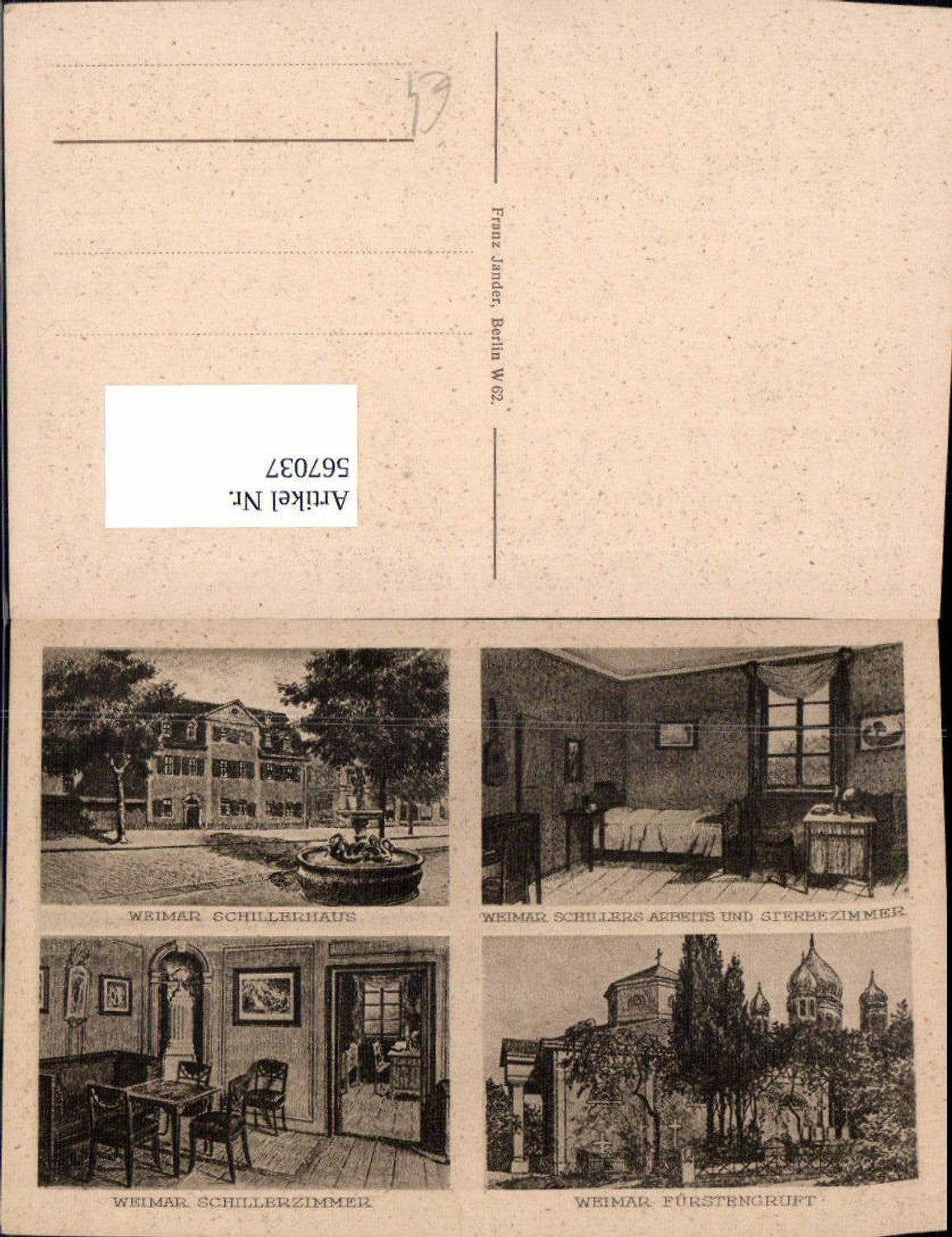 567037,Künstler AK Radierung Weimar Schiller Schillerzimmer pub Franz Jander Berlin