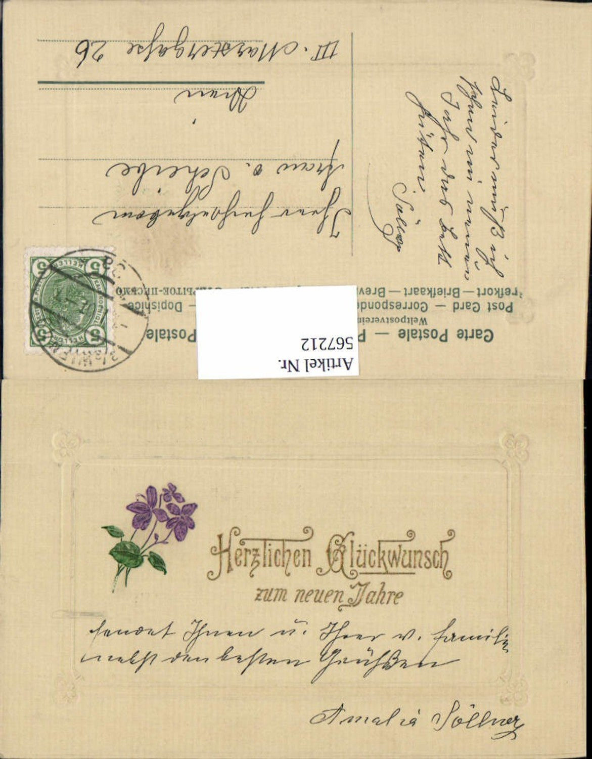 567212,tolle Präge Lithographie Neujahr Blumen