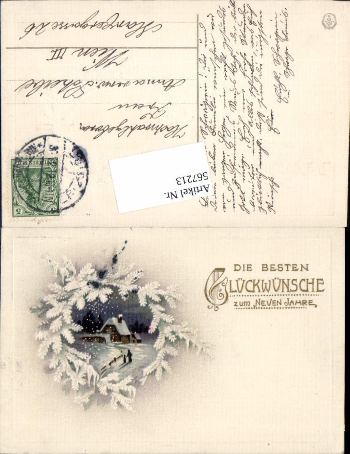 567213,tolle Präge Lithographie Neujahr Winter Landschaft