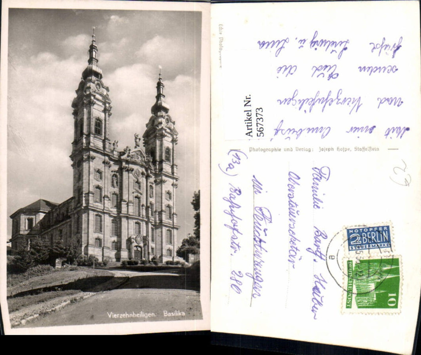 567373,Foto Ak Bad Staffelstein Basilika Vierzehnheiligen