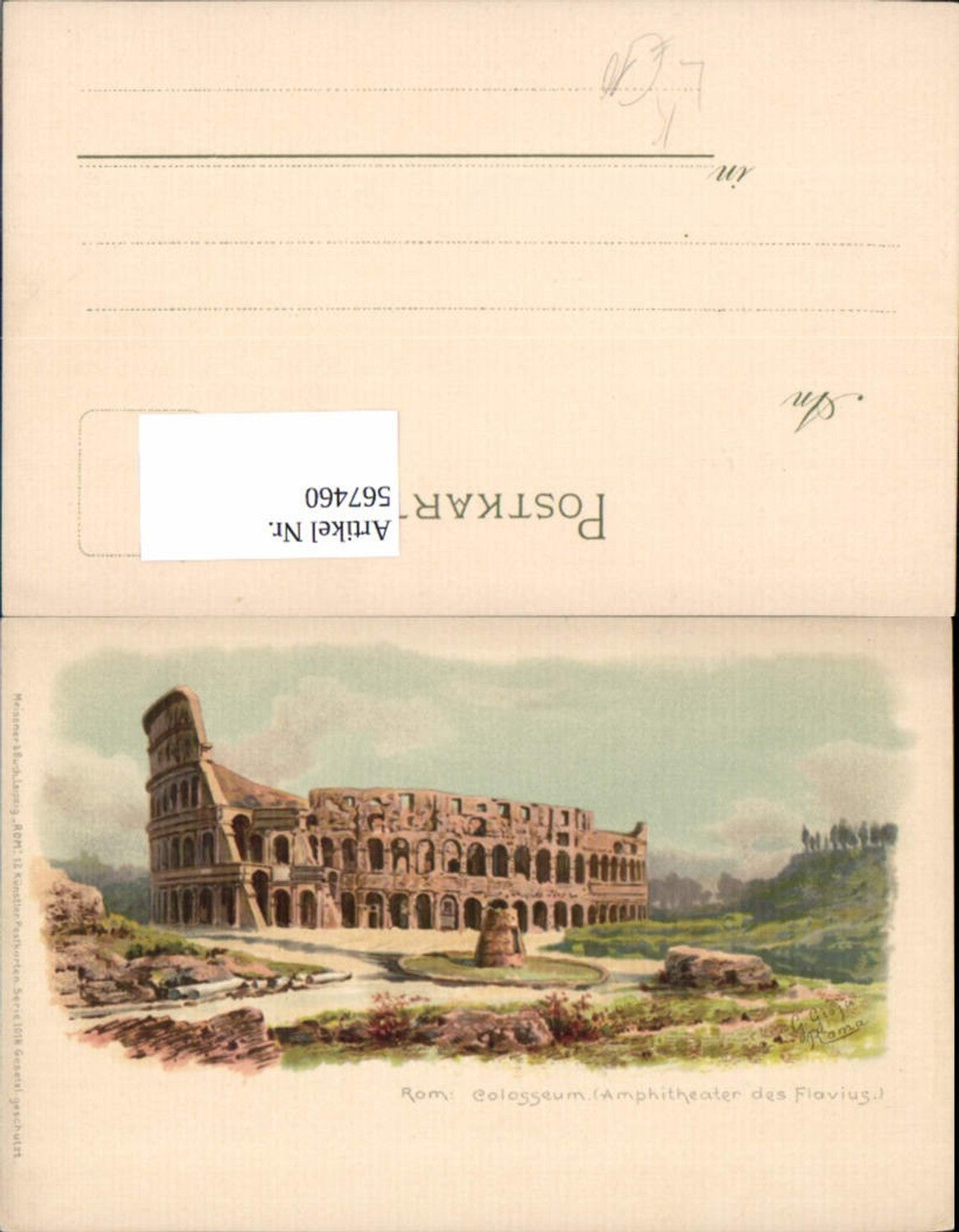 567460,Künstler Lithographie G. Gioja Rom Roma Colosseum Flavius pub Meissner & Buch 1018