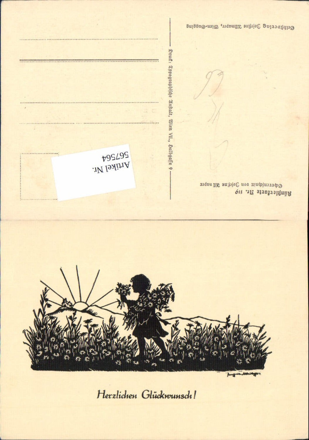 567564,Künstler AK Josefine Allmayer Scherenschnitt Silhouette Künstlerkarte 119