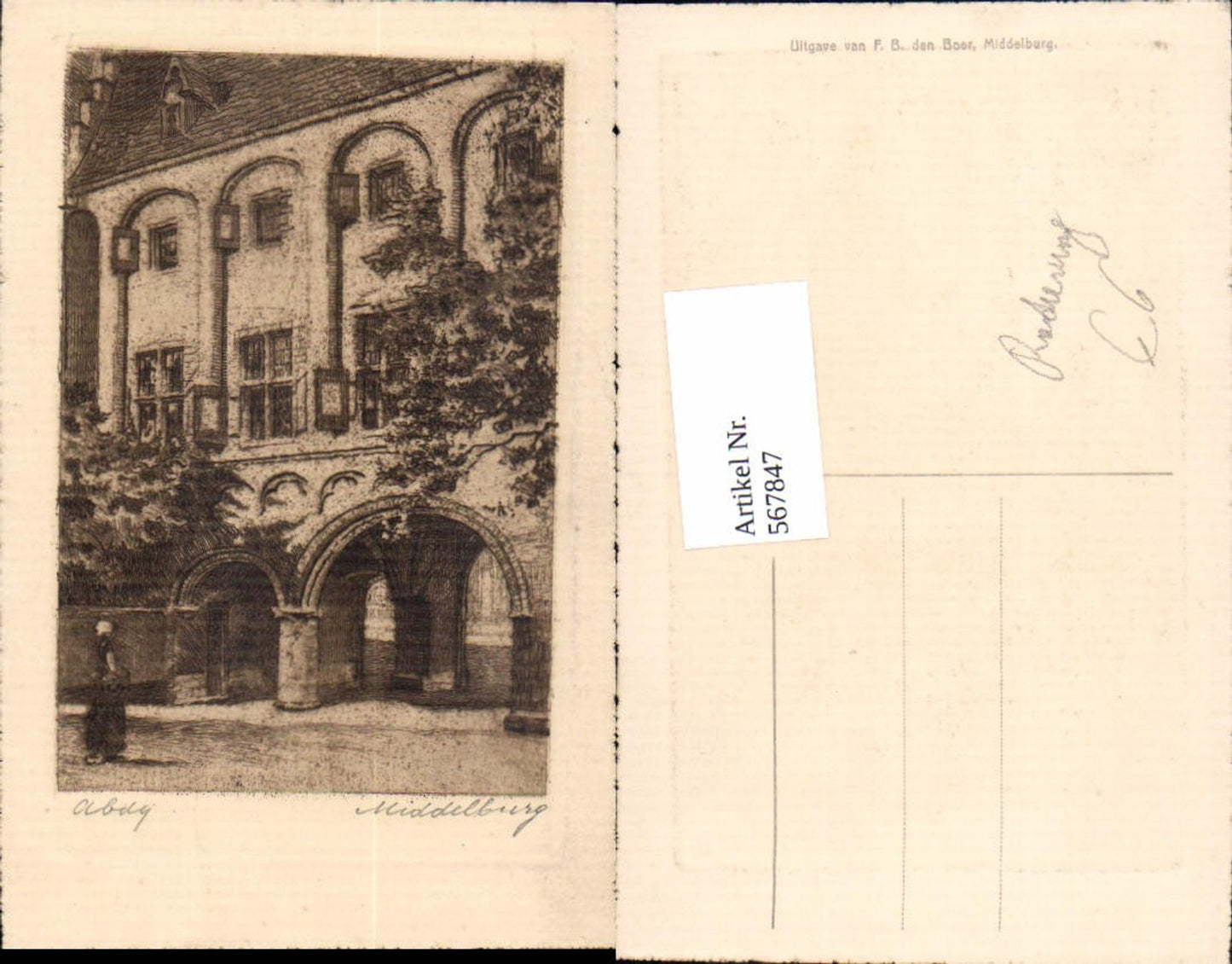 567847,Künstler AK Radierung Middelburg